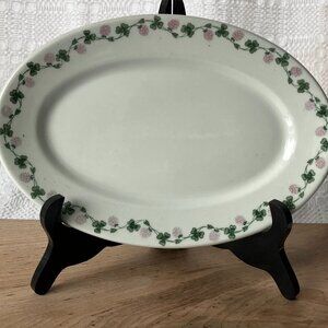 Warwick China Oval White with Pink and Green Clover Serving Dish Platter 10 1/2”